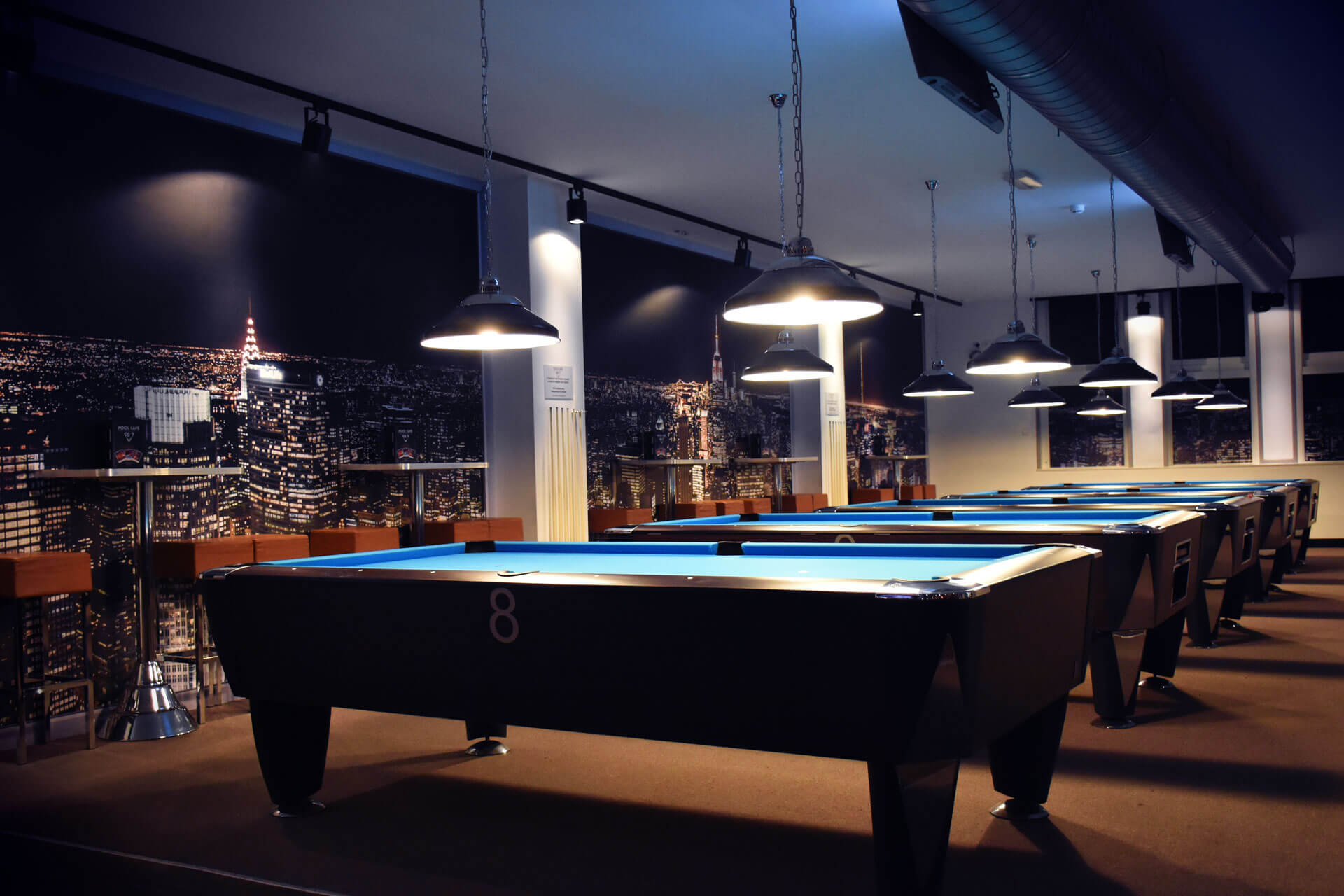 Overview of the pool hall